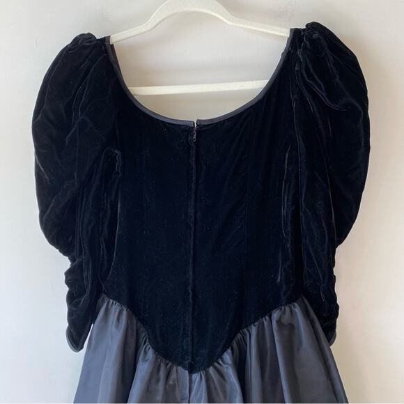 VTG Gunne Sax Jessica McClintock Black Velvet 80s Formal Dress Sz 7 Goth - Picture 9 of 10